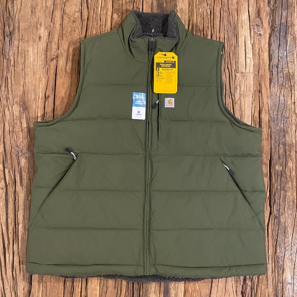 Carhartt Vest Womens 1X Olive Green Montana Sherpa Reversible 0V5607-W NEW* - Picture 2 of 9
